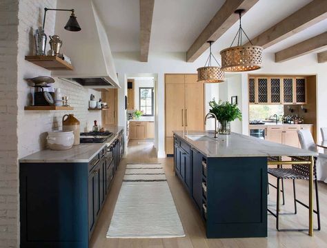 This painted brick house in Colorado gets an awe-inspiring renovation Kitchens With No Upper Cabinets, Kitchen Without Cabinets, Kitchen No Uppers, Kitchen Without Upper Cabinets, Kitchen No Upper Cabinets, No Upper Cabinets, Mosaic House, Luxe Interiors, House Tiles