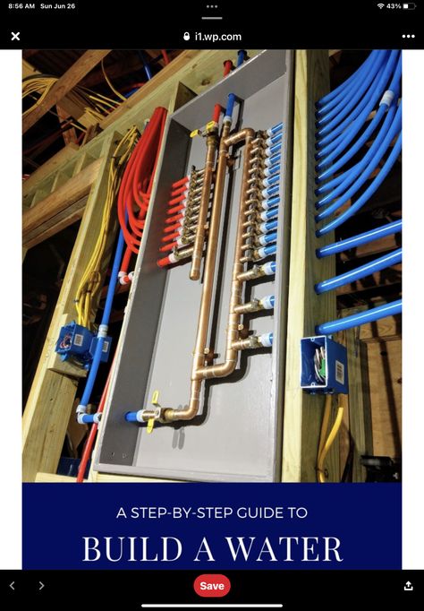 Plumbing Manifold, Electrical Notes, Pex Plumbing Manifold, Pex Manifold, Bathtub Plumbing, House Plumbing, Pex Plumbing, Mechanical Room, Tech Ideas