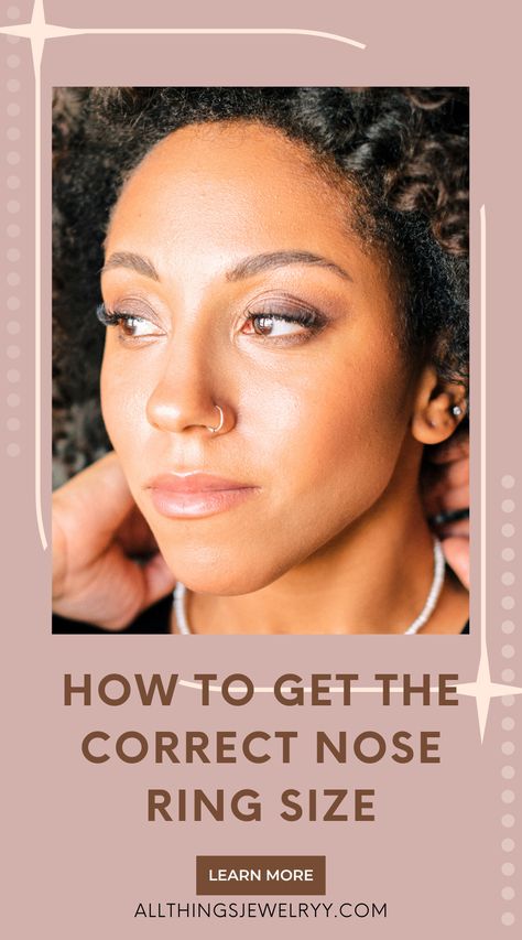 Wondering how nose ring sizing works? Read this guide to discover why nose ring sizes matter, how they work, sizing styles, and more. Nose Hoop Sizes, Small Hoop Nose Ring, Small Nose Piercing, Nose Ring Sizes, Style With Jewelry, Small Nose Studs, Cute Nose Rings, Dusky Skin, Nose Piercing Ring