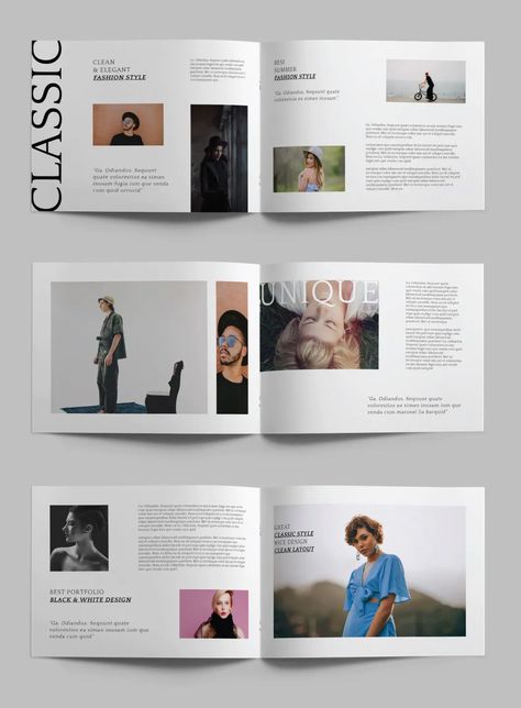 Fashionable - A5 Landscape Magazine Template. This is a professional and clean InDesign magazine template that can be used for any type of industry. This item consist of 30 pages that fully editable and customizable. Landscape Editorial Design, Indesign Layout Landscape, Landscape Document Layout, A5 Magazine Layout, Landscape Magazine Design, Landscape Magazine Layout Design, Magazine Layout Design Landscape, Magazine Layout Landscape, Indesign Magazine Template Layout Design