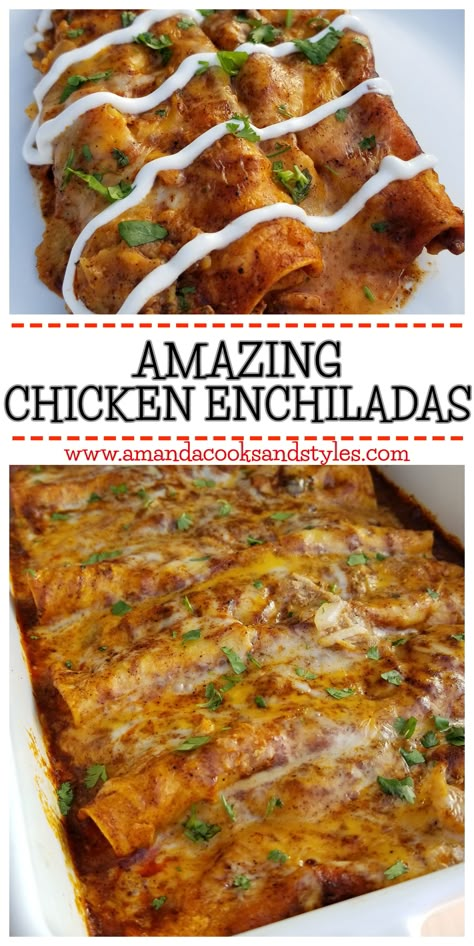 Chicken Enchiladas Recipe Red Sauce, Red Chile Chicken Enchiladas, Enchiladas Slow Cooker, Amazing Enchiladas, Hatch Recipes, Shredded Salsa Chicken, Slow Cooker Chicken Enchiladas, The Best Chicken Enchiladas, Belizean Recipes