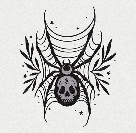 American Traditional Tattoo Ideas, Traditional Tattoo Ideas, Goth Tattoo, Spider Tattoo, Spooky Tattoos, Halloween Fonts, Tattoo Style Drawings, Tattoo Portfolio, Different Tattoos