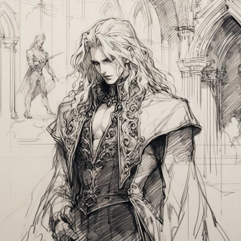 Alucard Castlevania Official Art, Castlevania Game Art, Castlevania Pfps, Alucard Fanart Castlevania, Alucard Drawing, Castlevania Manga, Castlevania Characters, Alucard Castlevania Icon, Vampire Castlevania