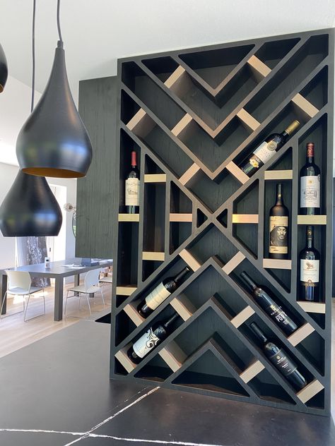 Bar Area Design For Home, Big Wall Space Decor Ideas, Liquor Display Cabinet, Bar Shelves Ideas Liquor, Wine Shelf Ideas, Wall Wine Rack Ideas, Wooden Wine Rack Wall, Wine Holder Wall, Wine Cellar Ideas