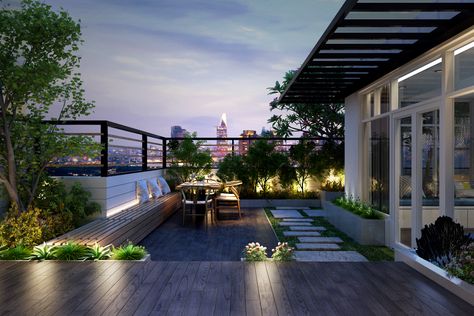 Rooftop Terrace Design Penthouses, Pent House Terrace, Penthouse Terrace Ideas, Penthouse Design Interiors, Penthouse Exterior, Small Penthouse, Penthouse Garden, Penthouse Ideas, Penthouse Terrace