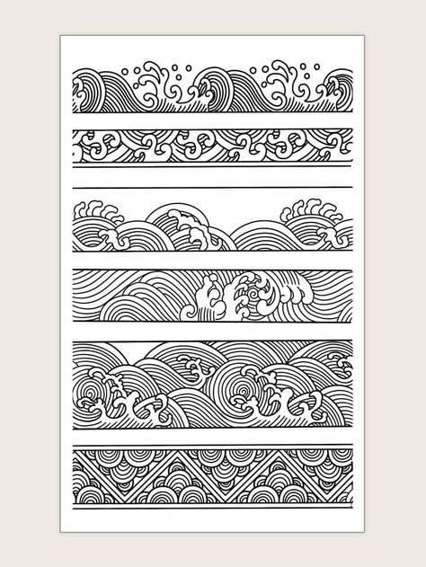 1sheet Wave Pattern Tattoo Sticker | SHEIN USA Wave Tattoo Pattern, Wave Pattern Tattoo, Wave Tattoo Stencil, Japan Wave Tattoo Design, Japanese Wave Art Tattoo, Asian Waves Tattoo, Japanese Wave Tattoo Stencil, The Wave Tattoo Japanese Art, Traditional Japanese Waves