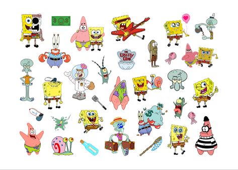 Spongebob Stickers, Spongebob And Patrick, Spongebob Birthday Party, Spongebob Birthday, Snapchat Stickers, Simple Artwork, Tumblr Stickers, Disney Sticker, Telegram Stickers