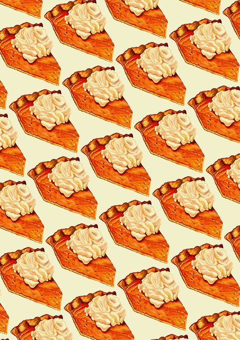 Pumpkin Pie Pattern by Kelly Gilleran Pie Wallpaper, Surface Design Fabric, Pie Drawing, Thanksgiving Background, Illustration Board, Thanksgiving Wallpaper, Vintage Thanksgiving, Food Patterns, Food Backgrounds