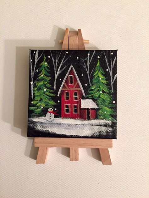 A personal favorite from my Etsy shop https://www.etsy.com/listing/244363706/3x3-mini-masterpiece-chilly-night-folk Mini Acrylic Christmas Paintings, Canvas Painting For Christmas, Christmas Mini Canvas Ideas, Christmas Art On Canvas, Mini Canvas Christmas Ornaments, Mini Christmas Drawings, Mini Canvas Paintings Christmas, Small Canvas Christmas Paintings, Mini Christmas Paintings On Canvas