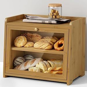 Bread Holder, Farmhouse Bread, Wooden Bread Box, Countertop Shelf, Bread Container, Kitchen Counter Organization, Bread Storage, Bread Bin, Bread Boxes