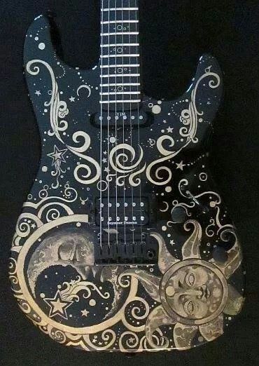 Cool Looking Guitars, Electric Guitar Design Ideas, Painted Bass Guitar, Unique Guitars Design, Guitar Design Art, Guitar Design Ideas, Guitar Deco, Galaxy Guitar, Custom Guitars Electric