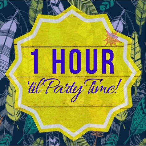 One liner!! "1 hour til party time" graphic for Facebook parties. Thirty-One fall/winter 2018. www.mythirtyone.ca/sabrinawhite