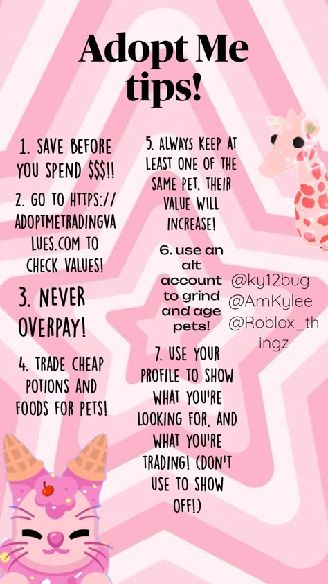 Adopt Me pro tips! hope this helps! ❤️ add/follow me on roblox! my user is @ky12bug and my display name is AmKylee #4 #roblox #robloxadoptme #adoptme Adopt Me Tips, Cute Roblox Name Ideas, Preppy Names, Adopt Idea, Sephora Skin Care, How To Get Better, Adopt Me, My Little Pony Drawing, Cute Names