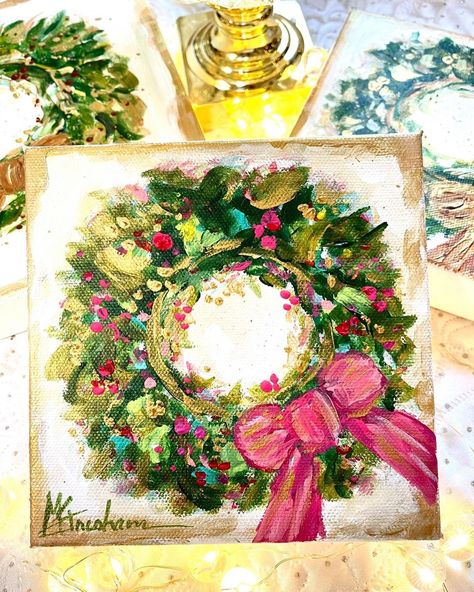 ✨Deck the Halls Wreath✨ As requested, more are coming soon!!! #christmasdecor #wreath #staytuned��… | Instagram Acrylic Christmas Paintings, Adult Art Projects, Christmas Canvas Paintings, Painted Christmas Decor, Ali Kay, Diy Christmas Paintings, Christmas Canvas Art, Christmas Paintings On Canvas, Christmas Artwork