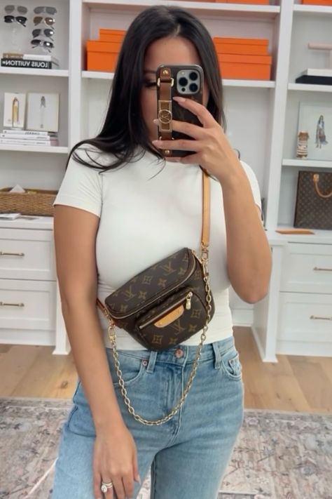 Monogram Mini Bumbag curated on LTK Lv Mini Bumbag, Louis Vuitton Mini Bumbag, Louis Vuitton Bum Bag Outfit, Lv Bumbag Outfit, Brown Purse Outfit, Bum Bag Louis Vuitton, Louis Vuitton Fanny Pack, Bumbag Louis Vuitton, Fanny Pack Outfit