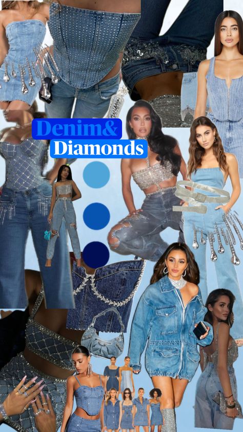 #denim&diamonds #bachelorette #bachelorettetheme #bachloretteoutfit Denim Themed Party Outfit, Diamonds Bachelorette, Denim Themed Party, Denim And Diamonds Party Outfit, Bachlorette Outfit, Nashville Bachelorette Party Outfit, Denim Party Outfit, Bachelorette Outfit Themes, Glamping Bachelorette Party