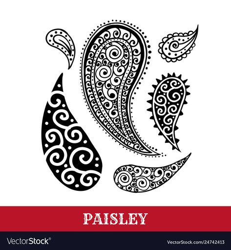 Paisley Tattoo Design, Tattoo Clipart, Paisley Coloring Pages, Paisley Tattoo, Motif Vector, Vector Tattoo, Paisley Doodle, Ink Texture, Ornamental Design