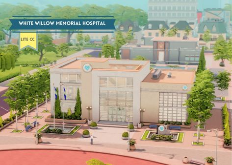 Sims Hospital Build, Sims 4 World Layout Ideas, Sims4 Hospital, Sims 4 Hospital Build, Sims 4 Hospital, Birthing Suite, Sims Lots, Lotes The Sims 4, Bloxburg Hacks