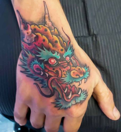 Dragon Head Hand Tattoo, Head Tattoo Ideas, Thunderbird Tattoo, Tattoos 2023, Dragon Head Tattoo, Tattoos Forearm, Head Tattoo, Inner Forearm, Dragon Tattoos