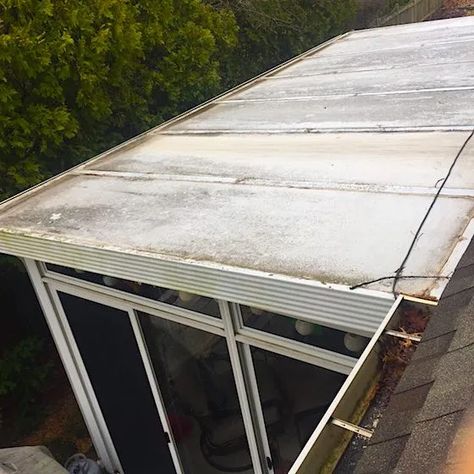 Repair a Patio Enclosure Roof Leak - Fast and Easy - AsktheBuilder.com Flat Roof Repair, Roof Leak, Roof Sealant, Sliding Glass Doors Patio, Conservatory Roof, Glass Doors Patio, Patio Enclosures, Porch Roof, Asphalt Roof