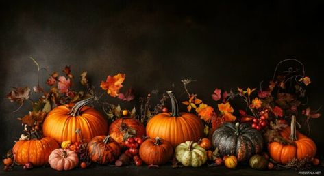 Thanksgiving desktop HD wallpaper with sleek, graphic designs of pumpkins and fall elements against a dark background. Thanksgiving Wallpaper Laptop, Thanksgiving Desktop Wallpaper, Thanksgiving Wallpapers, Fall Background Wallpaper, Fall Elements, Thanksgiving Background, City Flowers, Background Search, Thanksgiving Wallpaper