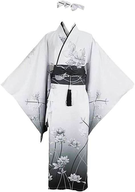 White Kimono Dress, Moda Kimono, Japanese Traditional Clothing, Kimono Japan, Traditional Japanese Kimono, Kimono Outfit, Mode Kimono, Lingerie Outfit, White Kimono