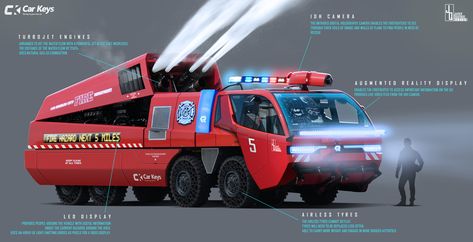 Truck Concept, Fire Car, Futuristic Cars Design, Police Truck, Car Concept, Rescue Vehicles, Concept Car Design, Army Vehicles, Truck Design