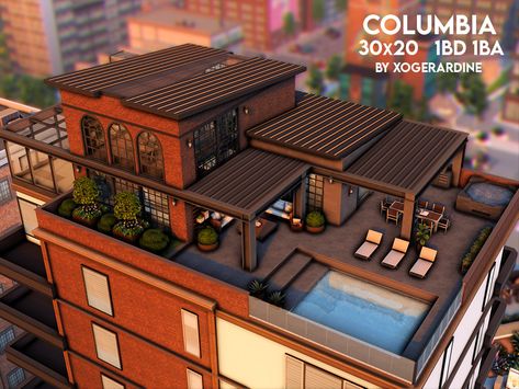 Ts4 Builds No Cc, Sims 4 Modern House Exterior, The Sims 4 Penthouse Floor Plans, Sims 4 Penthouse Layout, Sims 4 Penthouse Ideas City Living, Sims 4 Workshop, Sims 4 Penthouse No Cc, Sims 4 City House, Sims4 No Cc House