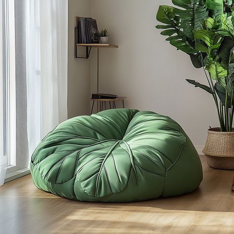 The Monstera Lounger is a bean bag like no other, inspired by the lush, iconic leaves of the Monstera plant. Shaped to resemble the natural curves and perforations of the tropical leaf, this bean bag blends botanical beauty with ultimate relaxation. Its soft, eco-friendly fabric conforms to your body for a cozy, cloud-like feel, while the vibrant green tones bring a touch of nature indoors. Perfect for lounging, reading, or simply unwinding, the *Monstera Lounger* creates a calming, plant-ins... Green Beanbag, Hobo Chic, Aesthetic Green, Monstera Plant, Botanical Beauty, Tropical Leaf, Nature Indoors, Natural Curves, Green Tones