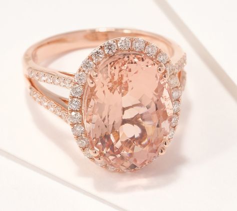 Could it be love at first sight? One look at this blush-colored morganite and diamond ring and you'll be hooked. From Effy Jewelry. Morganite Pink Gold Rings For Formal Occasions, Pink Morganite Rings With Diamond Accents, Blush Morganite Ring With Center Stone, Pink Morganite Ring With Gemstone Accents, Exquisite Pink Morganite Ring, Morganite Diamond, Effy Jewelry, Morganite Engagement Ring, Morganite Ring