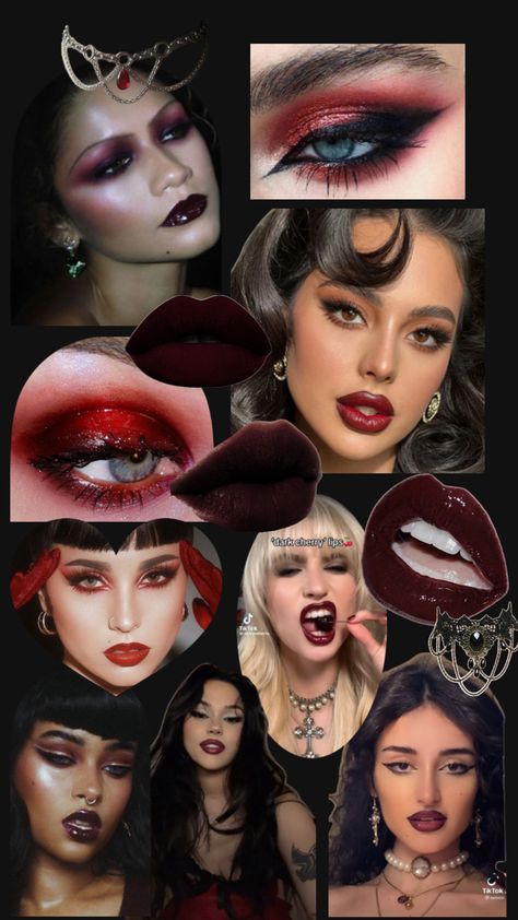 Modern vampy looks Masc Girl, Vampy Makeup, Girls Makeup, Makeup Inspo, Makeup Inspiration, Makeup Looks, Hair Makeup, Collage, Makeup