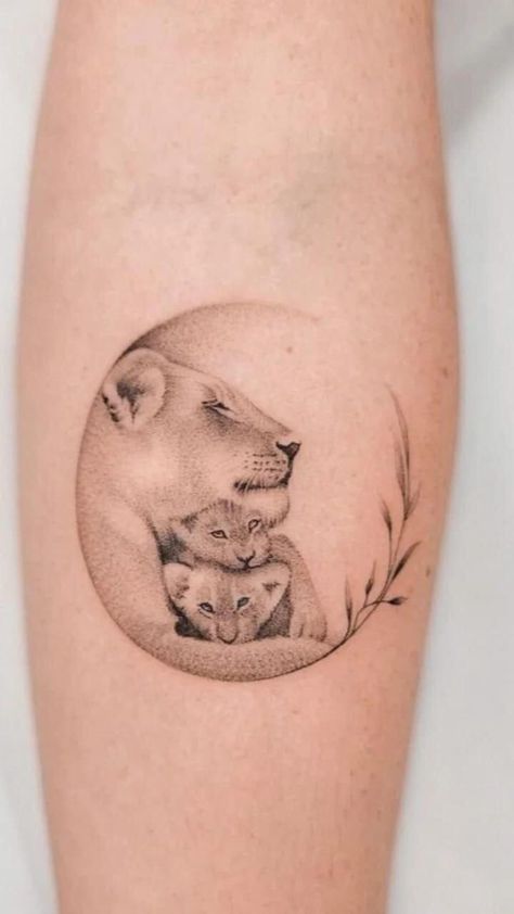 Lioness And Cubs Tattoo Mothers, Lioness And Cub Tattoo, Lioness And Cubs, Mama Tattoo, Cubs Tattoo, Lioness Tattoo, Writing Tattoos, Tattoo For Son, Cat Tattoo Designs