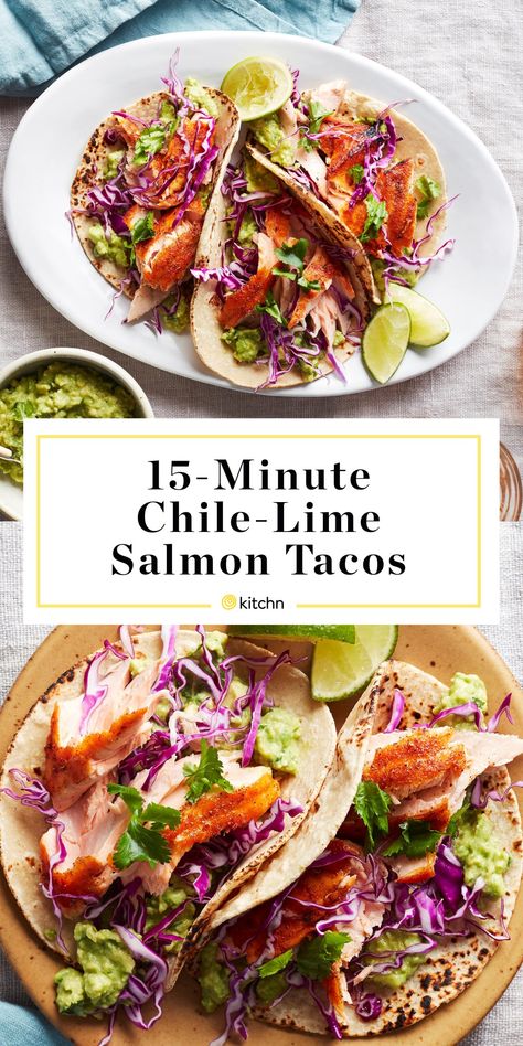 Chili Lime Salmon Tacos, Salmon Taco Recipe, Salmon Street Tacos, Fish Tacos Salmon, Salmon Tacos Recipe With Slaw, Healthy Salmon Tacos, Salmon Taco Recipes, Salmon Tacos Recipe Easy, Salmon Nachos Recipe