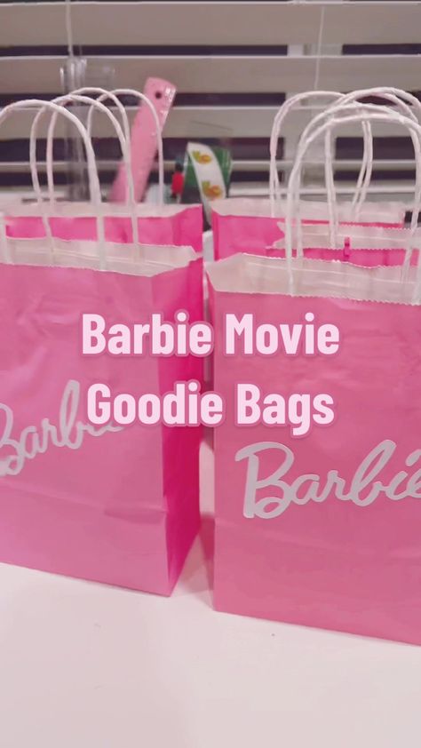 Adult Barbie movie goodie bags 🩷🫶🏻 ##barbieMovie##BarbiTheMovie ##D... | Barbie Movie | TikTok Barbie Movie Treats, Barbie Treat Bags, Barbie Favor Bags, Barbie Movie Night Party, Barbie Goodie Bags, Barbie Goodie Bag Ideas, Barbie Party Bags, Barbie Gift Bags, Barbie Candy Bags