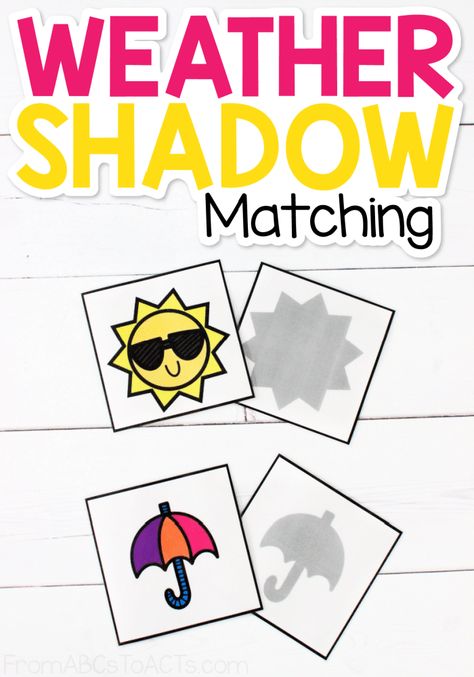 Weather Shadow Matching Cards Weather Theme For Preschool, Weather Themed Activities For Toddlers, Spring Weather Activities For Toddlers, Fine Motor Weather Activities Preschool, Weather And Season Activities Preschool, The Weather Preschool Activities, Weather Activities Preschool Montessori, Weather Table Activities, Weather Activity For Toddlers