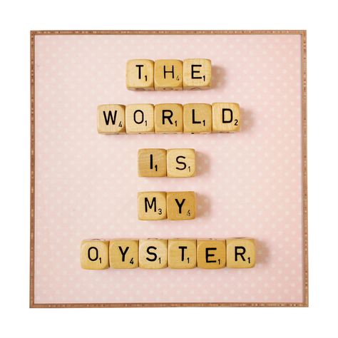 Happee Monkee The World Is My Oyster Framed Wall Art | DENY Designs Home Accessories The World Is My Oyster, Oyster Art, Word Wall Art, Scrabble Tiles, Typography Wall Art, Pink Wall Art, Deny Designs, Wall Art Quotes, Travel Quotes