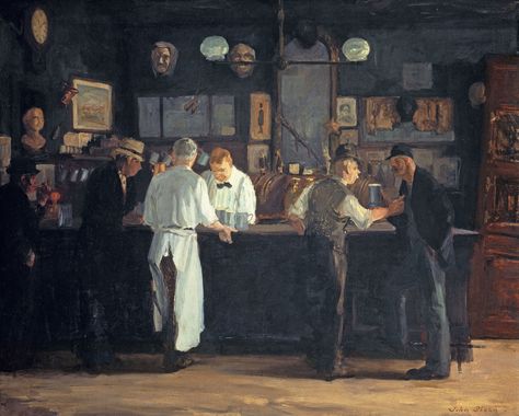 "McSorley's Bar" (1912) by John Sloan (Delaware Art Museum). John Sloan, Ashcan School, American Realism, Detroit Institute Of Arts, Edward Hopper, Textured Canvas Art, Realism Art, Caravaggio, Pablo Picasso