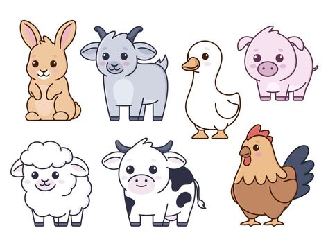 Kawaii Farm Animals, Cityscape Photos, Logo Banners, Nature Backgrounds, Heart With Arrow, Kawaii Drawings, Background Banner, Children Illustration, The Farm