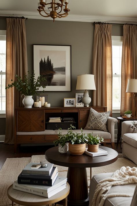 Dark Earth Tone Living Room, Dark Earthy Living Room, Cozy Living Room Inspiration, Simple Arrangements, Earth Tone Living Room, Cozy Living Room Ideas, Earthy Living Room, Cosy House, Lighting Tips