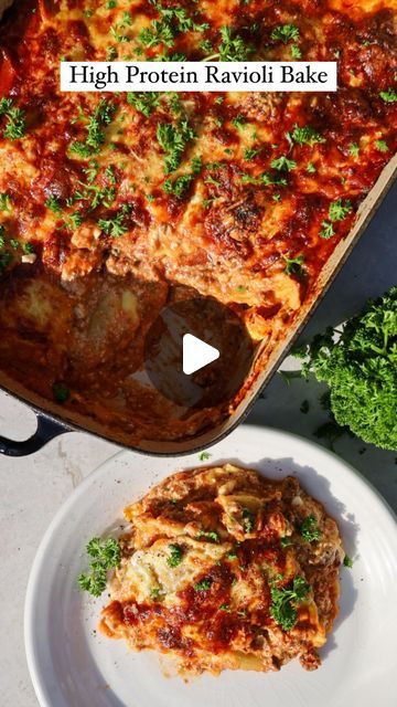 Simone Anderson (Forsyth) on Instagram: "High Protein Ravioli Bake

Serves 6
Ingredients:
* 600g ravioli 
* 2 x 500g jars of pasta sauce
* 1 cup light cottage cheese
* 1 cup ricotta cheese
* 450g beef mince (seasoned with cumin, chilli powder, and paprika)
* 3 cups shredded mozzarella
* 1/3 cup grated Parmesan
Directions:
1. Preheat your oven to 190°C.
2. Cook your ravioli according to the instructions on the package.
3. In a large saucepan, cook your meat until fully browned, then pour the pasta sauce over the cooked meat.
4. In a bowl, combine the cottage cheese and ricotta cheese until fully mixed.
5. In a large baking dish, pour 1 cup of the meat mixture, then layer with half the cooked ravioli, 1 cup of the cottage cheese/ricotta mixture, and top with 1.5 cups shredded mozzarella. Rep Simone Anderson, Ravioli Bake, Shredded Mozzarella, Ricotta Cheese, Baking Dish, Chilli Powder, Cooking Meat, Pasta Sauce, Cottage Cheese