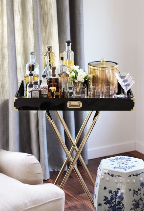 Bar Carts Under $200 Small Bar Ideas, Bar Cart Inspiration, Bar Deco, Bandeja Bar, Diy Bar Cart, Gold Bar Cart, Bar In Casa, Bar Tray, Bar Cart Styling