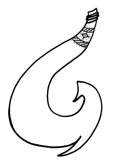 Maui Hook Template, Maui Hook Tattoo Design, Maui Hook Drawing, Mauis Hook, Moana Outline, Moana Hook, Maui Tattoos Moana, Moana Sketches, Maui Fish Hook