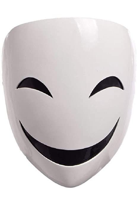 Smile Mask Art, Smile Mask Anime, White Mask Design, Cool Masks Designs Ideas, White Mask Halloween, Mascara Halloween, Laughing Mask, Mask Draw, Smiling Mask