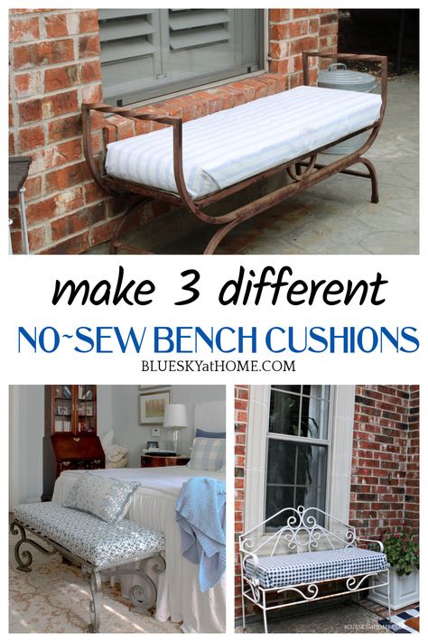 Diy Bench Cushion, Bench Cushions Outdoor, Patio Bench Cushions, Bench Cushion Cover, Diy Cushion Covers, Making A Bench, Picnic Table Bench, Diy Bench Outdoor, Sewing Cushions