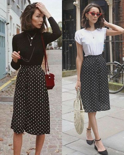 Black And White Polka Dot Skirt Outfit, White Polka Dot Skirt Outfit, Polka Dot Skirt Outfit, Dot Skirt Outfit, Female Professor, Polka Dot Outfit, Black And White Polka Dot Skirt, Dot Outfit, White Polka Dot Skirt