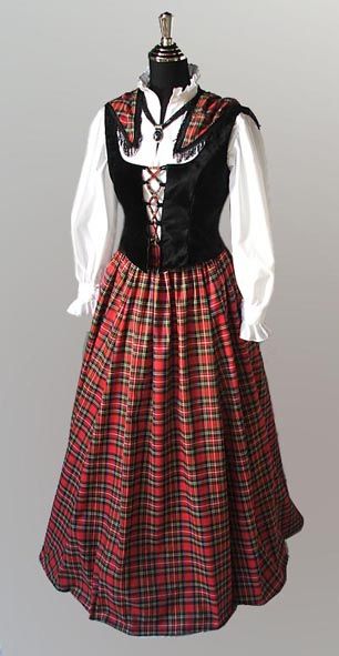 Medieval Scottish Tartan Dress Traditional Scottish Dress, Scottish Costume, Scottish Dress, Celtic Clothing, Scottish Clothing, Tartan Fashion, Character Costume, Scottish Fashion, Ballet School