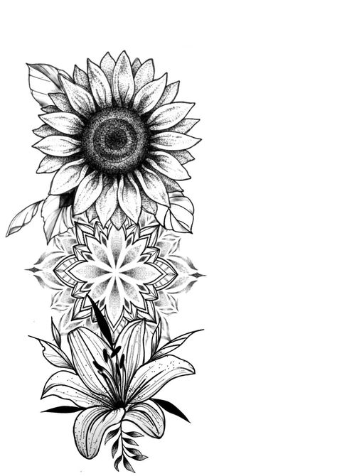 Lilly Flower Tattoo, Sunflower Mandala Tattoo, Tattoo Catalog, Lily Flower Tattoos, Sunflower Mandala, Dragonfly Tattoo Design, Sigil Tattoo, Pretty Hand Tattoos, Flower Tattoo Arm