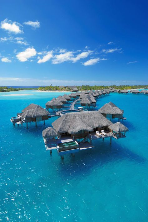 Bora Bora Hotels, Four Seasons Bora Bora, Water Bungalow, Bora Bora French Polynesia, Honeymoon Locations, Exotic Places, Vacation Places, Bora Bora, Beautiful Places To Travel