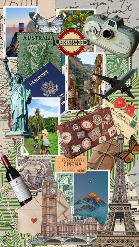 #travelcollage #aesthtic #moodboard #collage #travel #travel #manifestationboard Travel Aesthetic Scrapbook, Collage Of Memories, Trip Collage, Travel Moodboard Collage, Travel Aesthetic Moodboard, Travelling Collage, Collage Themes Ideas, Travel Wallpaper Aesthetic, Europe Collage