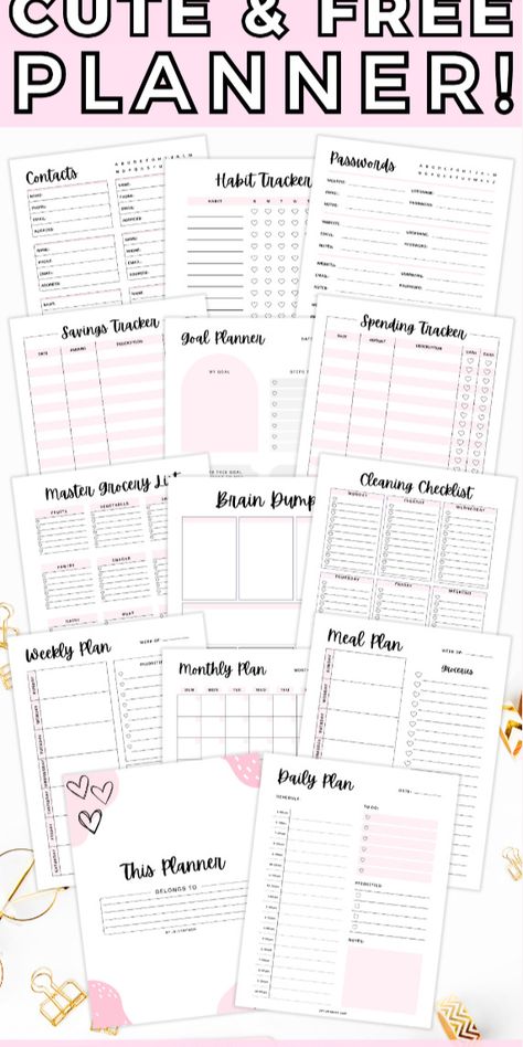 Free Digital Planner Templates Mom Planner Printables Free, Girly Planner, Free Planner Pages, Get Productive, Daily Planner Printables Free, Pink Printable, Password Tracker, Household Binder, Pink Planner